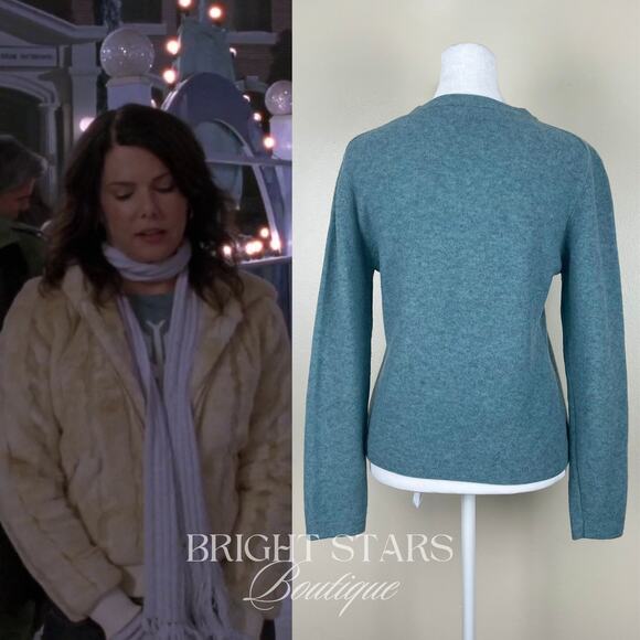 Rare Snowflake Wool Blend Sweater ASO Lorelai Gilmore Girls Blue Cream Knit - Picture 4 of 11